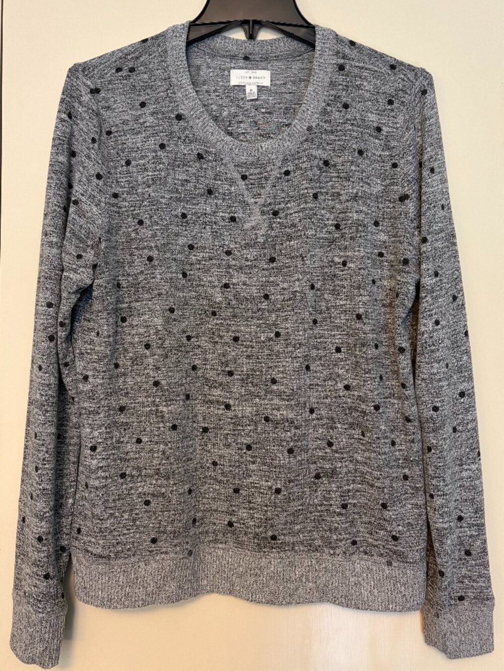 LUCKY BRAND Gray Polka Dot Sweater Sweatshirt - size medium